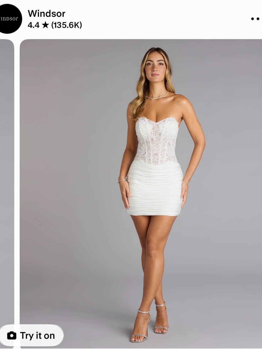 Windsor White Strapless Lace Bustier Mini Dress